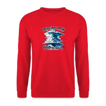 Cloud Watching – Ich lese Clouds zum Spaß - Unisex Pullover - Rot - Vorne - Alina (178cm) & Michal (187cm)