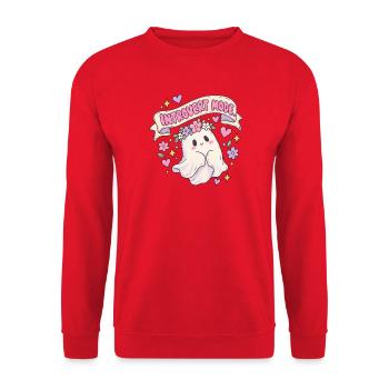 Introvert Mode Geist mit Blumenkranz - Unisex Pullover - Rot - Vorne - Alina (178cm) & Michal (187cm)