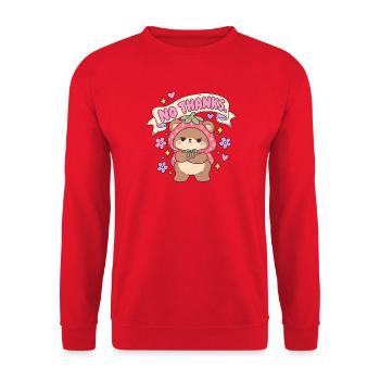 Kawaii Bär mit Erdbeer-Kappe No Thanks - Unisex Pullover - Rot - Vorne - Alina (178cm) & Michal (187cm)