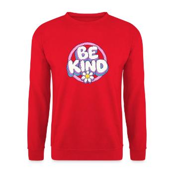Be Kind Retro Blüten Logo - Unisex Pullover - Rot - Vorne - Alina (178cm) & Michal (187cm)