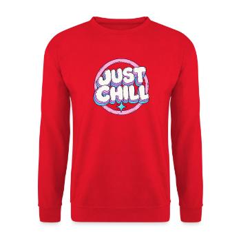 Just Chill Pastell Circle - Unisex Pullover - Rot - Vorne - Alina (178cm) & Michal (187cm)