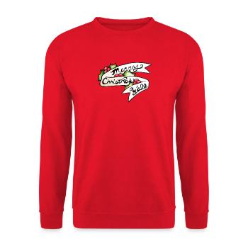 Frohe Weihnachten, ihr alle, Banner - Unisex Pullover - Rot - Vorne - Alina (178cm) & Michal (187cm)