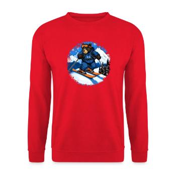 Bären Skifahrer / Ski Bär - Unisex Pullover - Rot - Vorne - Alina (178cm) & Michal (187cm)
