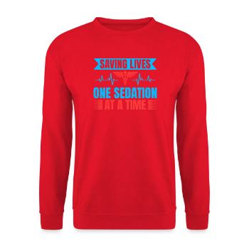 Anesthesiologist One Sedation At Time Anesthesia - Unisex Pullover - Rot - Vorne - Alina (178cm) & Michal (187cm)