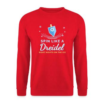 Dreh dich wie ein Dreidel-Hanukkah-Eiskunstlauf - Unisex Pullover - Rot - Vorne - Alina (178cm) & Michal (187cm)