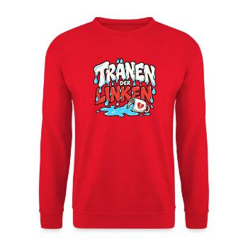 Tränen der Linken Linke Tränen - Unisex Pullover - Rot - Vorne - Alina (178cm) & Michal (187cm)