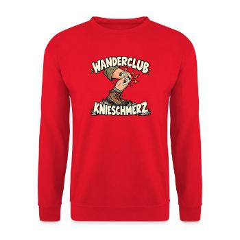 Wanderclub Knieschmerz Wandern Wanderer - Unisex Pullover - Rot - Vorne - Alina (178cm) & Michal (187cm)