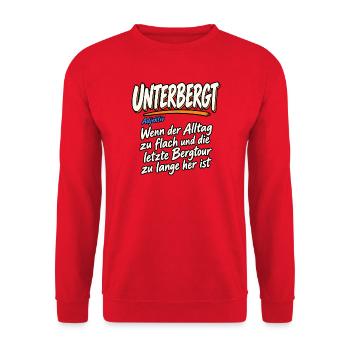 Unterberg Bergabenteuer Sehnsucht Alpen Wandern - Unisex Pullover - Rot - Vorne - Alina (178cm) & Michal (187cm)
