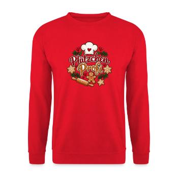 Plätzchen Profi – Weihnachtsbäcker Geschenk - Unisex Pullover - Rot - Vorne - Alina (178cm) & Michal (187cm)
