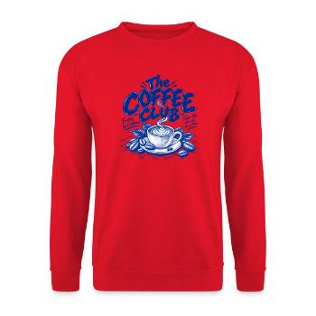 The Coffee Club – Fueled by Caffeine | Retro Kaffe - Unisex Pullover - Rot - Vorne - Alina (178cm) & Michal (187cm)