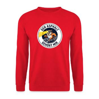 Frühaufsteher Läufer-Design Stirnlampe Eule - Unisex Pullover - Rot - Vorne - Alina (178cm) & Michal (187cm)
