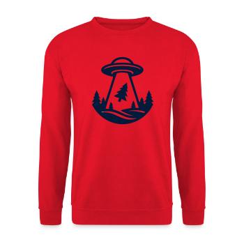 Ufo Entfuehrung Wald Logo - Unisex Pullover - Rot - Vorne - Alina (178cm) & Michal (187cm)
