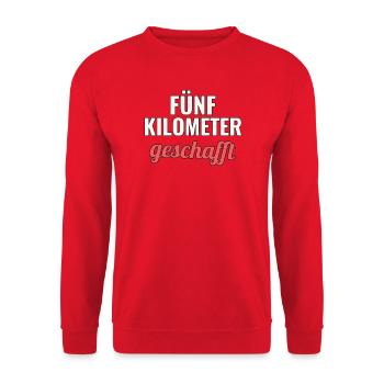 Erster Fünf Kilometer Lauf Geschenkidee - Unisex Pullover - Rot - Vorne - Alina (178cm) & Michal (187cm)