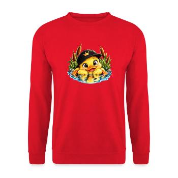 Königsküken im Wasser mit Hut - Unisex Pullover - Rot - Vorne - Alina (178cm) & Michal (187cm)