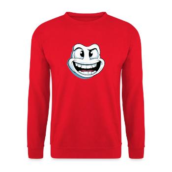 Happy Laughing Cartoon-Gesicht in weißer Farbe - Unisex Pullover - Rot - Vorne - Alina (178cm) & Michal (187cm)
