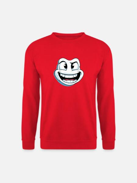 Happy Laughing Cartoon-Gesicht in weißer Farbe - Unisex Pullover - Rot
