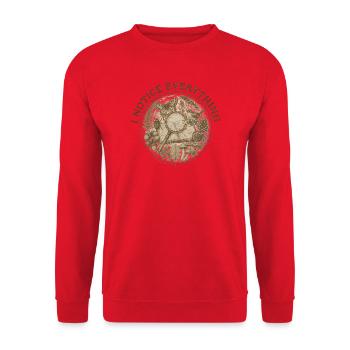 I Notice Everything Naturjournal - Unisex Pullover - Rot - Vorne - Alina (178cm) & Michal (187cm)