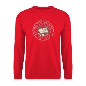 Field Sketching Club Naturjournal - Unisex Pullover - Rot - Vorne - Alina (178cm) & Michal (187cm)