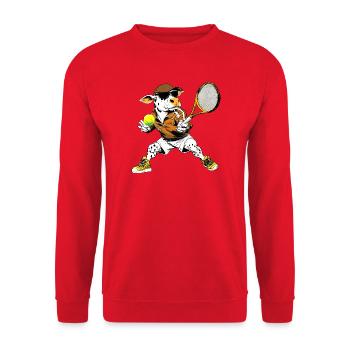 Kühe Tennis - Unisex Pullover - Rot - Vorne - Alina (178cm) & Michal (187cm)