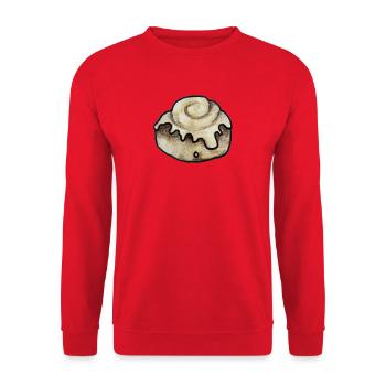 Zimtschnecken-Illustration - Unisex Pullover - Rot - Vorne - Alina (178cm) & Michal (187cm)