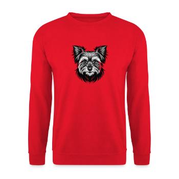 Yorkshire Terrier Hundekopf - Unisex Pullover - Rot - Vorne - Alina (178cm) & Michal (187cm)