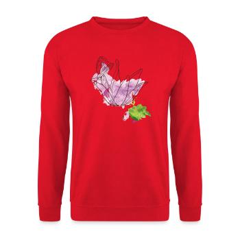 Blüte mit Insekt - Unisex Pullover - Rot - Vorne - Alina (178cm) & Michal (187cm)