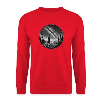 Nachtwanderer unter Milchstraße - Unisex Pullover - Rot - Vorne - Alina (178cm) & Michal (187cm)