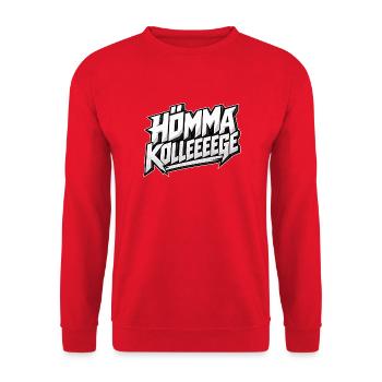 Hömma Kolleeeeege – Lustiger Ruhrpott Spruch - Unisex Pullover - Rot - Vorne - Alina (178cm) & Michal (187cm)