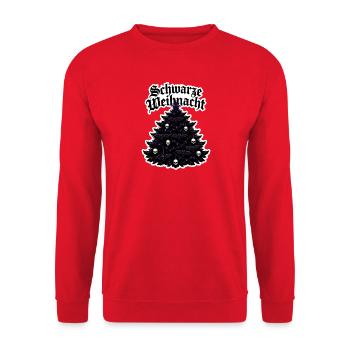 Schwarze Weihnacht Gothic Tannenbaum Fledermaus - Unisex Pullover - Rot - Vorne - Alina (178cm) & Michal (187cm)