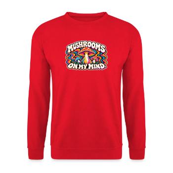Psychedelische Pilze On My Mind - Unisex Pullover - Rot - Vorne - Alina (178cm) & Michal (187cm)
