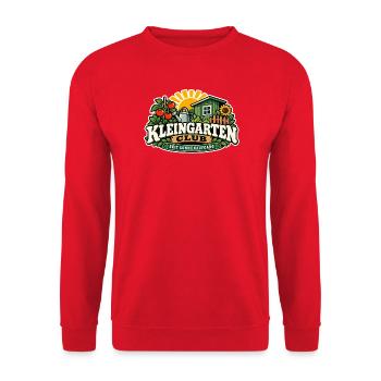 Kleingarten Club Sonnenaufgang - Unisex Pullover - Rot - Vorne - Alina (178cm) & Michal (187cm)