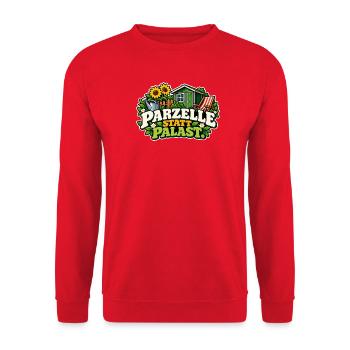Parzelle statt Palast - Unisex Pullover - Rot - Vorne - Alina (178cm) & Michal (187cm)