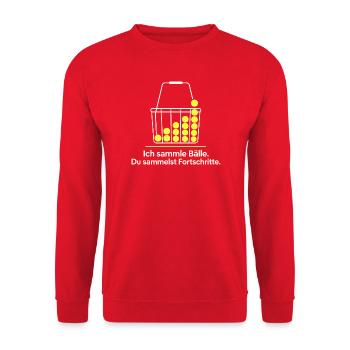 Tennistrainer Tennis Coach Bälle sammeln Humor - Unisex Pullover - Rot - Vorne - Alina (178cm) & Michal (187cm)