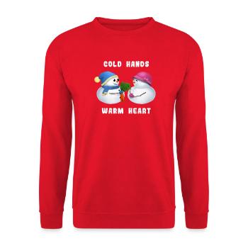Cold Hands Warm Heart - Schneemann Paar - Unisex Pullover - Rot - Vorne - Alina (178cm) & Michal (187cm)