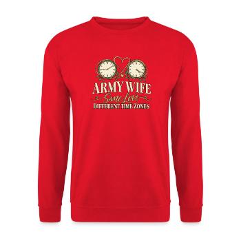 Armee Ehefrau Militär Ehefrau Einsatz - Unisex Pullover - Rot - Vorne - Alina (178cm) & Michal (187cm)