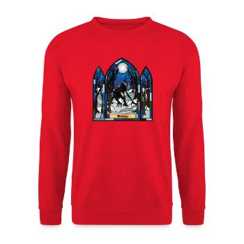 Wendigo Mondschein-Buntglas - Unisex Pullover - Rot - Vorne - Alina (178cm) & Michal (187cm)