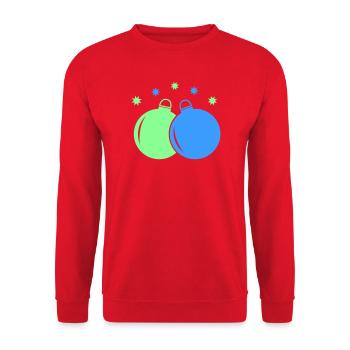 Neon-Weihnachtskugeln Duo - Unisex Pullover - Rot - Vorne - Alina (178cm) & Michal (187cm)