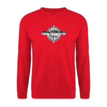 Münster Kompass Stadtansicht - Unisex Pullover - Rot - Vorne - Alina (178cm) & Michal (187cm)