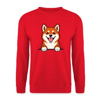 Shiba Inu - Unisex Pullover - Rot - Vorne - Alina (178cm) & Michal (187cm)