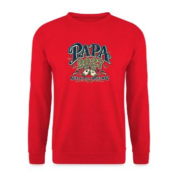 Papa 2027 Neues Kapitel, großes Herz | Werdender  - Unisex Pullover - Rot - Vorne - Alina (178cm) & Michal (187cm)