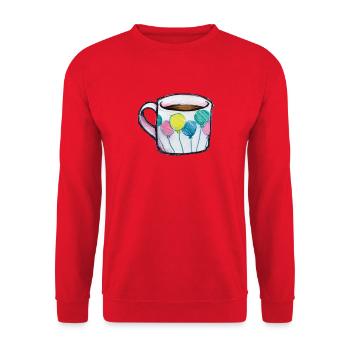 Ballon-Blumenstrauß-Tassen-Sketch - Unisex Pullover - Rot - Vorne - Alina (178cm) & Michal (187cm)