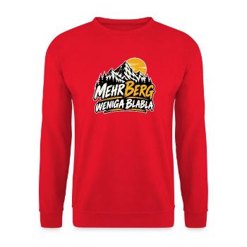 mehr Berg weniga blabla - für echte Wanderer - Unisex Pullover - Rot - Vorne - Alina (178cm) & Michal (187cm)