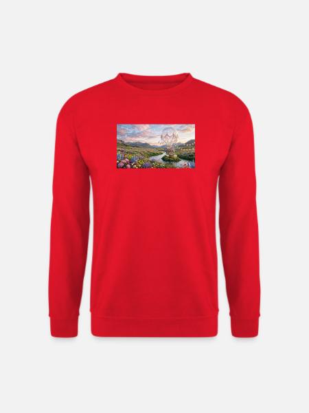 Floral Sky Balloon Traumlandschaft - Unisex Pullover - Rot