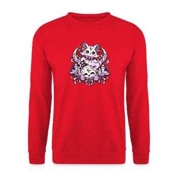 Pastell-goth-geisterkatzen-mond-kerzen Mit - Unisex Pullover - Rot - Vorne - Alina (178cm) & Michal (187cm)