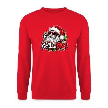  Chill Bro Entspannter Weihnachtsmann Mit - Unisex Pullover - Rot - Vorne - Alina (178cm) & Michal (187cm)