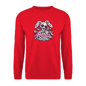  Pastell Goth Skelett Häschen Kaninchen - Unisex Pullover - Rot - Vorne - Alina (178cm) & Michal (187cm)