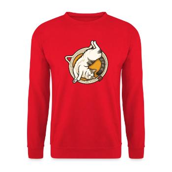 Katze - Unisex Pullover - Rot - Vorne - Alina (178cm) & Michal (187cm)