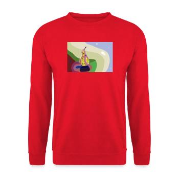 Abstrakte Birne in Pastellen - Unisex Pullover - Rot - Vorne - Alina (178cm) & Michal (187cm)