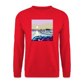 Westlich über die Wellen mit einem Pier - Unisex Pullover - Rot - Vorne - Alina (178cm) & Michal (187cm)