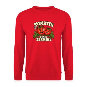 Tomaten statt Termine - Unisex Pullover - Rot - Vorne - Alina (178cm) & Michal (187cm)